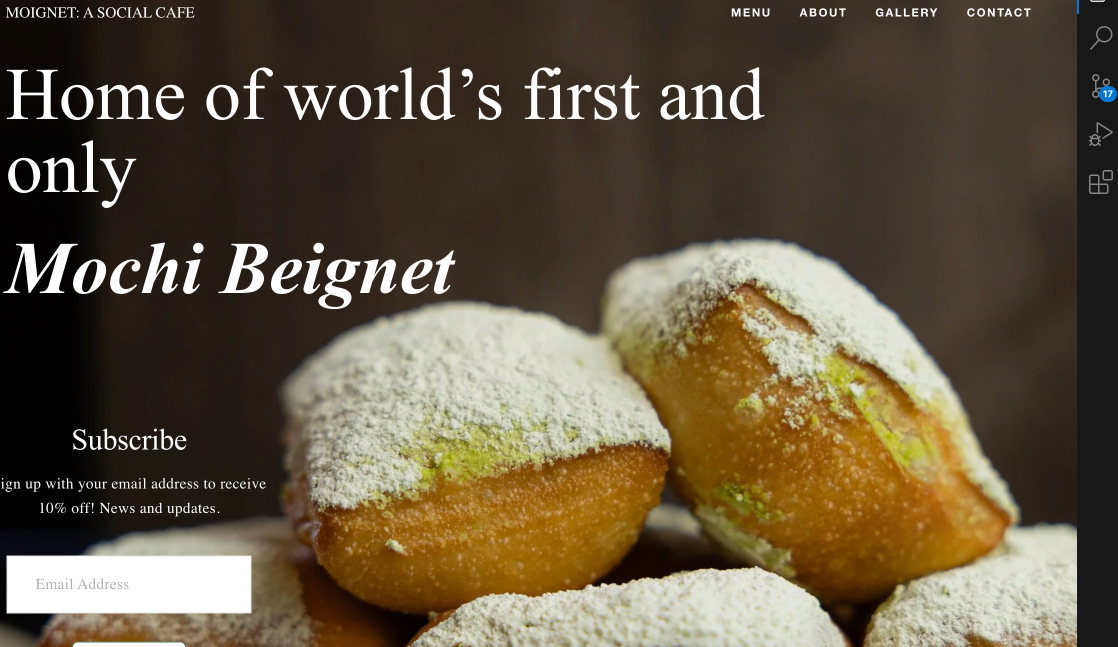 Moignet Cafe latte and pastry