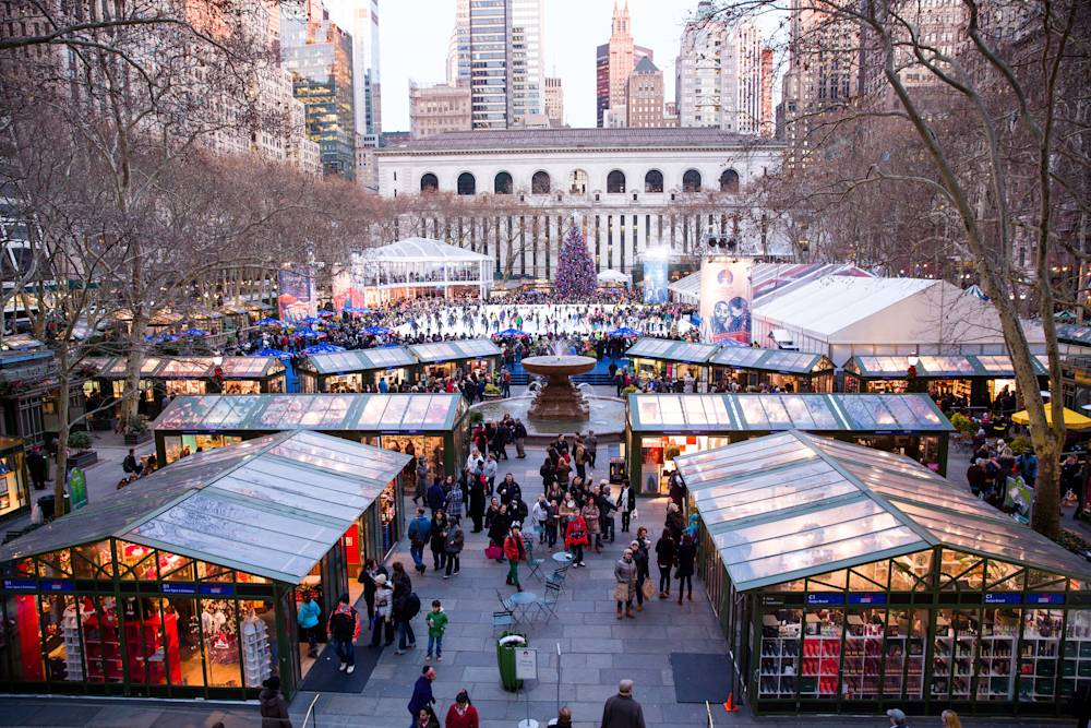 Holiday shops in Bryant Park