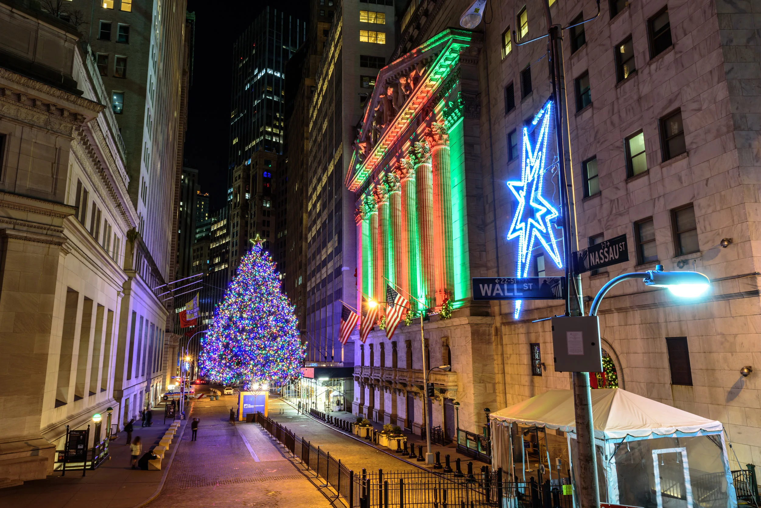 Holiday decor on Wall Street